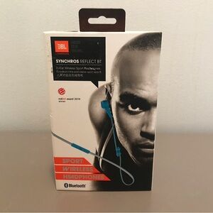 JBL Synchros Reflect BT Wireless Headphones in Blue.